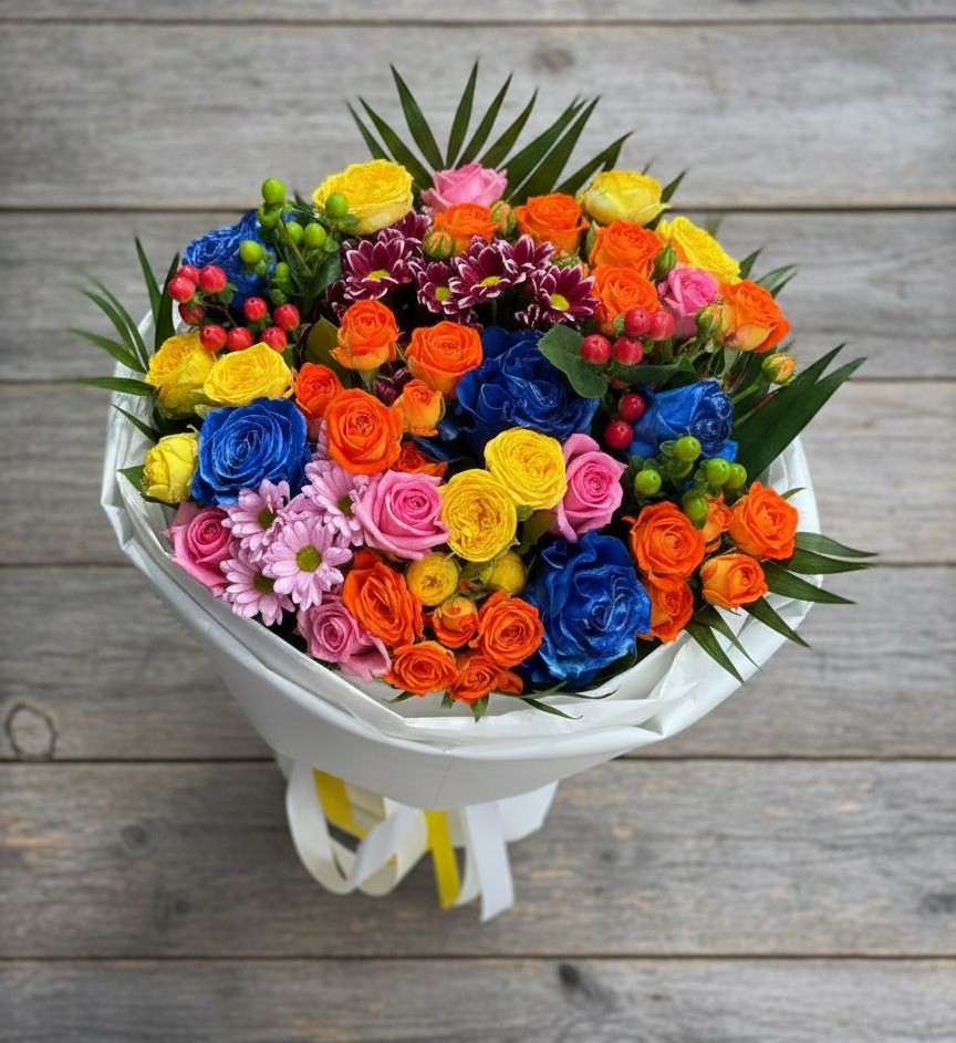 Букет цветов из: Розы и Хризантемы в Кызыл-Озёк