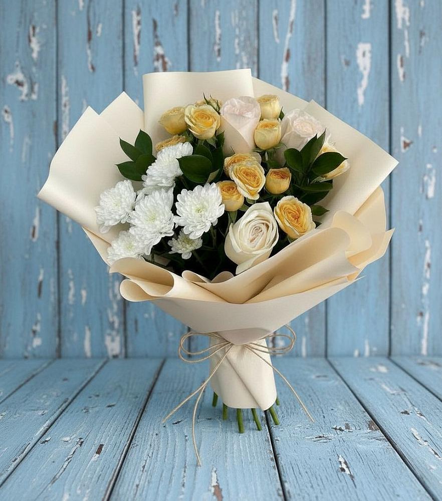 Букет цветов из: Розы и Хризантемы в Кызыл-Озёк