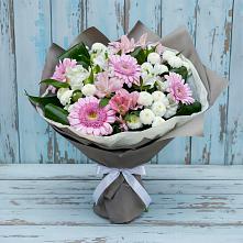 Букет цветов из:  Герберы, Альстромерии и Хризантемы в Кызыл-Озёк