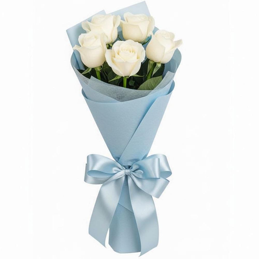 Букет 5 Белых роз Проуд в Кызыл-Озёк