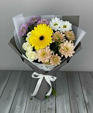 Букет цветов из:  Розы, Герберы и Хризантемы в Кызыл-Озёк