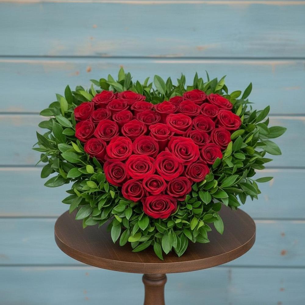 Цветочная композиция из Розы в виде сердца в Кызыл-Озёк