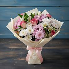 Букет цветов из:  Хризантемы, Альстромерии и Розы в Кызыл-Озёк