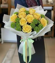 Букет цветов из:  Хризантемы и Розы в Кызыл-Озёк