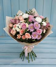 Букет цветов из:  Хризантемы, Розы и Альстромерии в Кызыл-Озёк