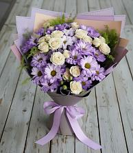 Букет цветов из:  Хризантемы и Розы в Кызыл-Озёк